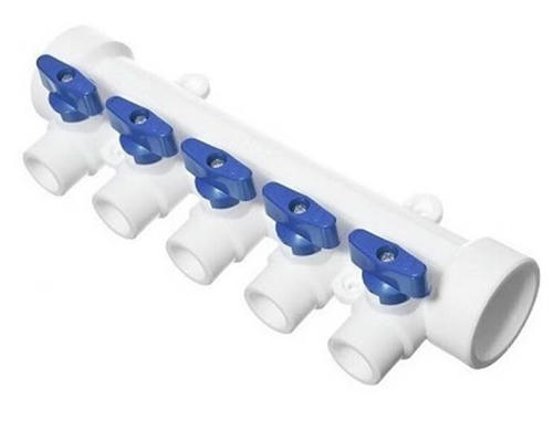 Коллектор с шаровыми кранами Valfex Дн40/5*20 Py25, корпус PP-R, синий