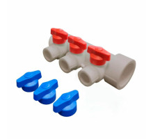 Коллектор с шаровыми кранами Valfex Дн32x3x20 Py25, корпус PP-R, серый