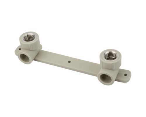 Планка монтажная VALFEX 1/2" Dn20 Ру-25 под смеситель, корпус - полипропилен PP-R, присоединение - внутренняя резьба/внутренняя сварка, цвет - серый