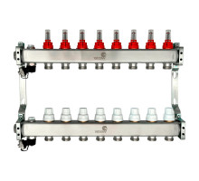 Коллекторная группа Wester MUFS 1″ ДУ-25 PN-10 выходов 8х3/4″, материал - нержавеющая сталь, с расходомерами
