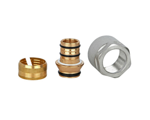 Адаптер зажимной Wester Dn20x2.0-G3/4″ Ру-10 латунный, с накидной гайкой, внутренняя резьба (евроконус), для металлопластиковых труб