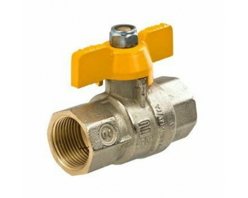 Кран шаровой газовый Enolgas Top-gas S.277 1/2" ДУ-15 PN-3 полнопроходной, латунный, внутренняя- внутренняя резьба, с ручка бабочка