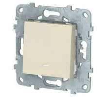Выключатель одноклавишный Systeme Electric UNICA NEW скрытой установки, с подсветкой, номинальный ток - 10 А, степень защиты IP21, цвет - бежевый