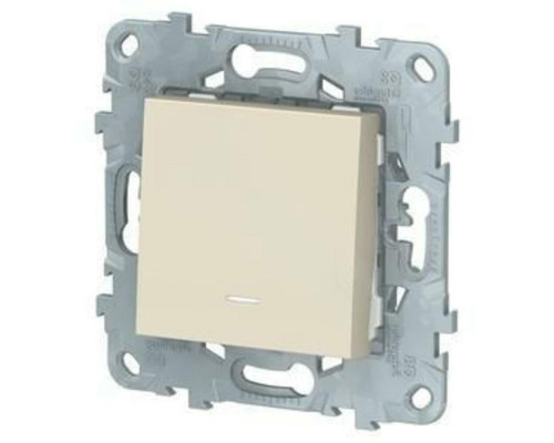 Выключатель одноклавишный Systeme Electric UNICA NEW скрытой установки, с подсветкой, номинальный ток - 10 А, степень защиты IP21, цвет - бежевый