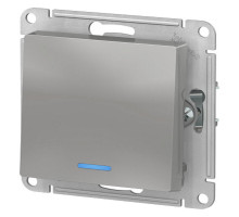 Выключатель одноклавишный Systeme Electric AtlasDesign скрытой установки с подсветкой, номинальный ток - 10 А, степень защиты IP20, цвет - алюминий