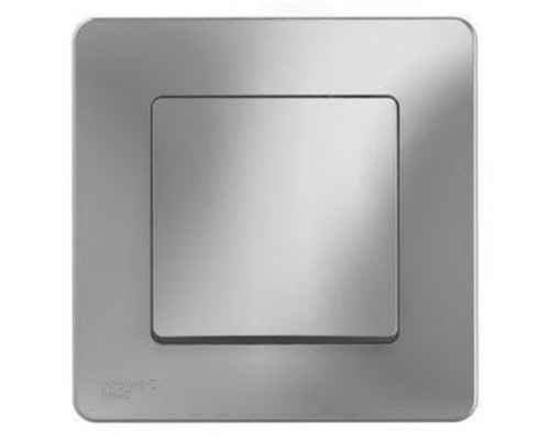 Выключатель одноклавишный Systeme Electric BLANCA скрытой установки с изолирующей пластиной, номинальный ток - 10 А, степень защиты IP20, цвет - алюминий