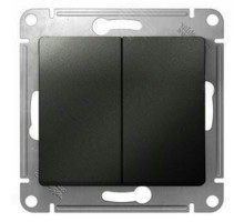 Выключатель двухклавишный Systeme Electric Glossa скрытой установки, номинальный ток - 10 А, степень защиты IP20, цвет - антрацит