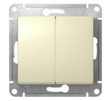 Выключатель двухклавишный Systeme Electric Glossa скрытой установки, номинальный ток - 10 А, степень защиты IP20, цвет - бежевый