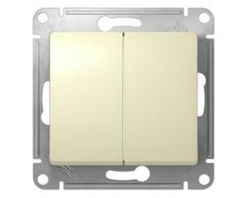Выключатель двухклавишный Systeme Electric Glossa скрытой установки, номинальный ток - 10 А, степень защиты IP20, цвет - бежевый