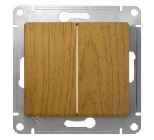 Выключатель двухклавишный Systeme Electric Glossa скрытой установки, номинальный ток - 10 А, степень защиты IP20, цвет - дуб