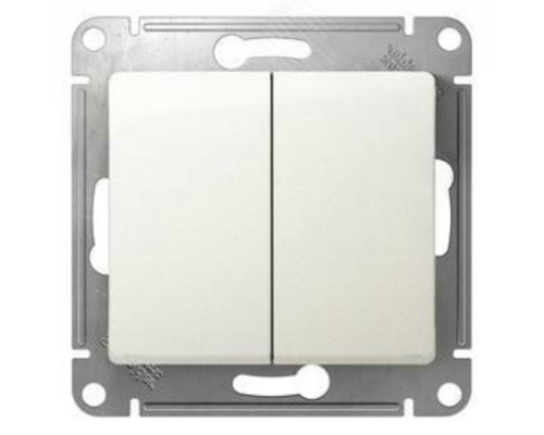 Выключатель двухклавишный Systeme Electric Glossa скрытой установки, номинальный ток - 10 А, степень защиты IP20, цвет - перламутр