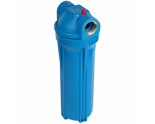 Фильтр магистральный Акватек AT-FMB 3/4″ Ду-20 Ру-6 для холодной воды, без картриджа, непрозрачный синий корпус 10″, присоединение - ВР