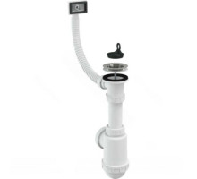 Сифон для кухонной мойки бутылочный Alca A444-DN50/40 1 1/2″х40/50 с гибким переливом, с нержавеющей решеткой