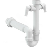 Сифон для кухонной мойки трубный Alca A82-DN50 1 1/2″х40 с прямой трубкой, с 2-мя отводами (штуцерами), без выпуска