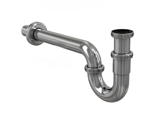 Сифон для биде Alca Plast 1 1/4"x32 A45E трубный, с прямой трубкой, без выпуска, материал - хромированная латунь