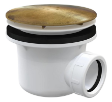 Сифон для поддона душевого Alca Plast A49ANTIC 1 1/2″x90/40, высота - 84 мм, со слив крышкой диаметром 115 мм, цвет - бронза