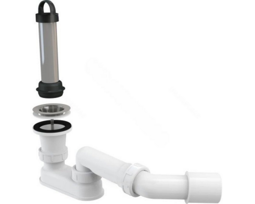 Сифон для поддона душевого Alca Plast 1 1/2″x50/40 A462-50 плоский, с переходной трубкой 45°, выпуск с нержавеющей решеткой