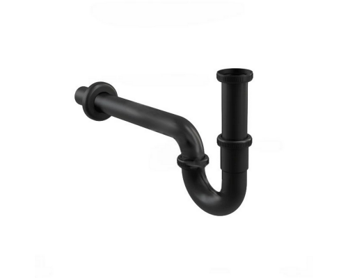 Сифон для умывальника Alca Plast A4320BLACK 1 1/4″x32 трубный, с прямой трубкой диаметром 32 мм, без выпуска, материал - латунь, цвет - черный
