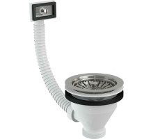 Выпуск для кухонной мойки Alca Plast 3 1/2″ с нержавеющей решеткой диаметром 115 мм, с гибким переливом