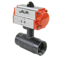 Кран шаровой ALSO КШ.М.Р.015.40-01 1/2″ ДУ-15 PN-40 стандартнопроходной, муфтовый, корпус - ст.20, уплотнение - PTFE, управление - пневмопривод PA-SA-052