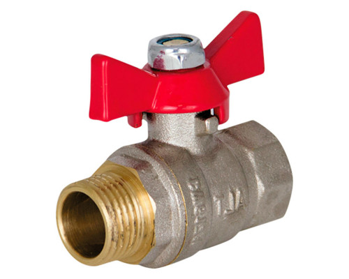 Кран шаровой Altstream ALT-Z 40 3/4″ ДУ-20 PN-40 полнопроходной муфтовый, латунный никелированный, внутренняя/наружная резьба, управление ручка-бабочка