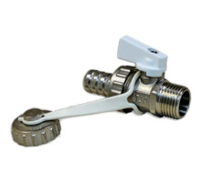 Кран шаровой Altstream ALT-Z 1/2″ ДУ-15 PN-40 дренажный, полнопроходной муфтовый, латунный никелированный, наружная резьба/штуцер, со штуцером и колпачком, управление ручка-флажок