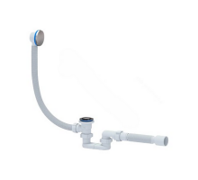 Сифон для ванны плоский автоматический АНИ Пласт EC055 с выпуском 1 1/2″x40 и гофрой 40х50