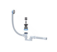 Сифон для ванны плоский автоматический АНИ Пласт EC055S с выпуском 1 1/2″x40 и гофрой 40х50