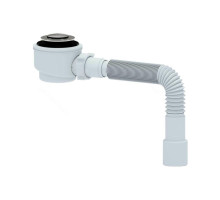 Сифон для поддона АНИ Пласт E415CLS 1 1/2″x50, высота - 74 мм, с гофрой 40х50 с клапаном клик-клак