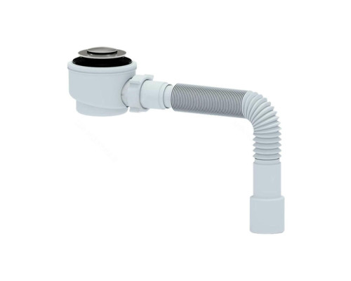 Сифон для поддона АНИ Пласт E415CLS 1 1/2″x50, высота - 74 мм, с гофрой 40х50 с клапаном клик-клак