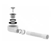 Сифон для поддона АНИ Пласт E455CL 1 1/2″x50, высота - 55 мм, с гофрой 40х50 с клапаном клик-клак