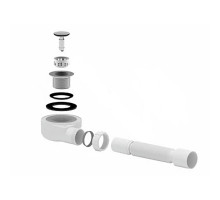 Сифон для поддона АНИ Пласт E455CLS 1 1/2″x50, высота - 55 мм, с гофрой 40х50 с клапаном клик-клак
