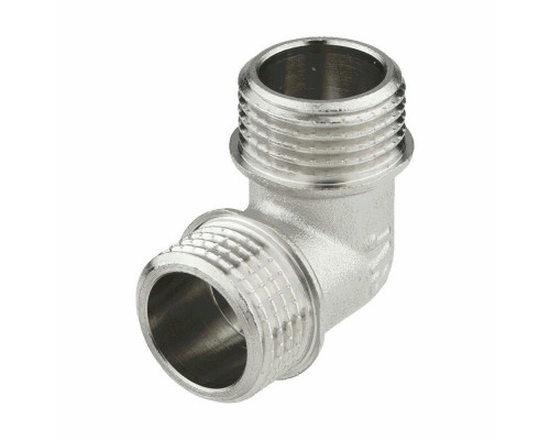 Уголок латунный AQUALINK Dn15 1/2″x1/2″ Ру-35 никелированный, НР-НР