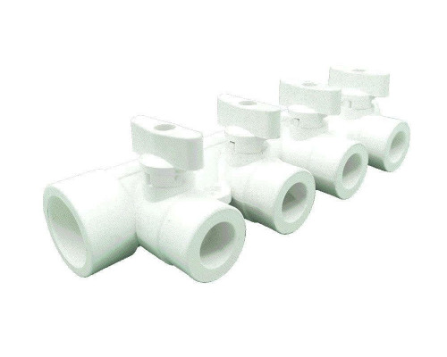 Коллектор AQUALINK PP-R Дн32 PN-25 4 отвода Дн20 с шаровыми кранами