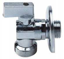 Кран шаровой AQUALINK 1/2″х3/4″ ДУ-15x20 Cr B PN-10 стандартнопроходной муфтовый угловой с удлиненной резьбой для бытовых приборов, латунный, наружная/наружная резьба, управление ручка-флажок