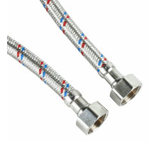 Гибкая подводка для воды AQUALINE 1/2″ Ру-10 латунная гайка, корпус - нержавеющая оплетка, длина - 2.5м, гайка-гайка, резьба внутренняя-внутренняя