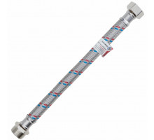 Гибкая подводка для воды AQUALINE Гигант Ру-10 с латунной гайкой 3/4″, корпус - нержавеющая оплетка, длина - 0.5м, гайка-штуцер, резьба внутренняя-наружная