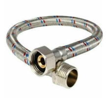 Гибкая подводка для воды AQUALINE Ру-10 со стальной накидной гайкой 1/2″ и латунным штуцером с резьбой 1/2", корпус - нержавеющая оплетка, длина - 3м, гайка-штуцер, резьба внутренняя-наружная