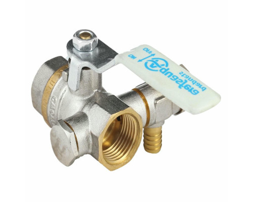 Кран шаровой со спускником Aquasfera 1112 1/2″ ДУ-15 PN-40, полнопроходной, никелированный, внутренняя резьба, ручка-рычаг