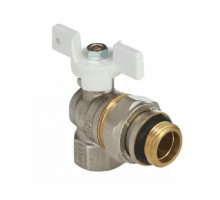 Кран шаровой Aquasfera 1128 ДУ-20 PN-30 полнопроходной угловой Standard, внутренняя резьба/американка, латунь никелированная, ручка – бабочка