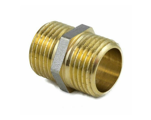 Ниппель латунный Aquasfera 9022 ДУ-40 (1 1/2″) Ру-16 никель ГОСТ 32585-2013