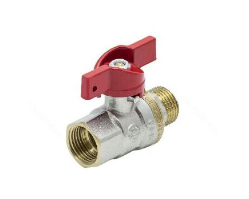 Кран шаровой 1004 Aquasfera 1/2″ ДУ-15 PN-40 полнопроходной, никелированный, внутренняя/наружная резьба, ручка-бабочка (1004-01)