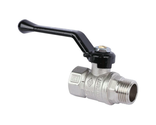 Кран шаровой BUGATTI Arizona 605 1/2” ДУ-15 PN-40 стандартнопроходной муфтовый для воды, латунный, внутренняя/наружная резьба, управление ручка-рычаг