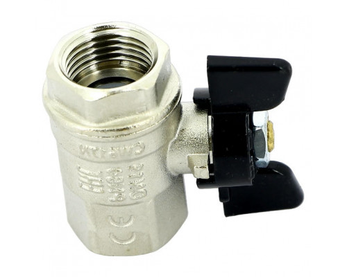 Кран шаровой BUGATTI New Jersey 912 1/2'' ДУ-15 PN-50 полнопроходной, латунный, внутренняя/внутренняя резьба, управление ручка-бабочка
