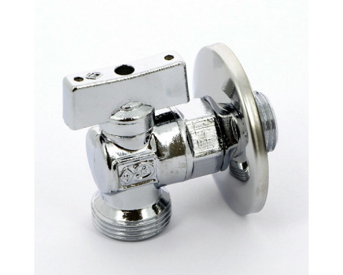 Кран шаровой BUGATTI Minnesota 883 1/2″x3/4″ ДУ-15x20 PN-10 розетка 1/2″ из нержавеющей стали, для подключения бачков, наружная/наружная резьба, управление ручка-бабочка
