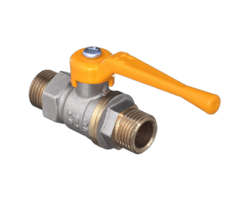 Кран шаровой газовый БАЗ А12 11б27п 3/4″ ДУ-20 PN-40 полнопроходный, латунный, никелированный, нр - нр, ручка-рычаг