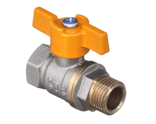 Кран шаровой газовый БАЗ А11/1 11б27п 1/2″ ДУ-15 PN-40 полнопроходный, латунный, никелированный, вр – нр, ручка-бабочка