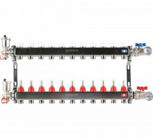 Коллектор стальной ROMMER RMS-1210 в сборе с расходомерами, 11 выходов