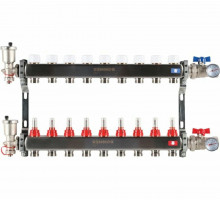 Коллектор стальной ROMMER RMS-1210 в сборе с расходомерами, 9 выходов
