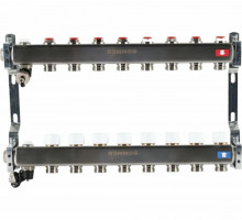 Коллектор стальной ROMMER RMS-3201 в сборе без расходомеров, с клапаном выпуска воздуха и сливом, 8 выходов
